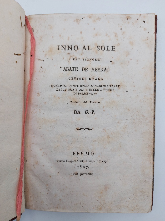 Inno al sole del signore abate de Reyrac censore reale...tradotto dal francese da G.P.